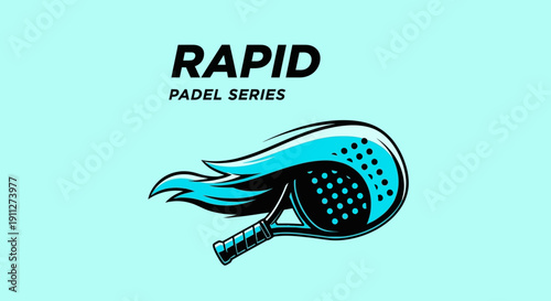 Dynamic Padel Racquet Graphic With Flaming Motion Effect For Sports Branding