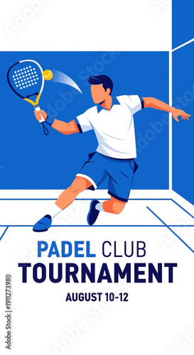 Dynamic Padel Player Demonstrating a Powerful Forehand Shot During a Tournament Competition