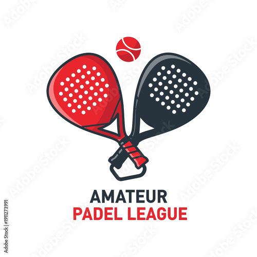 Dynamic Padel Racquets and Ball Emblem For Sports Leagues And Competitions