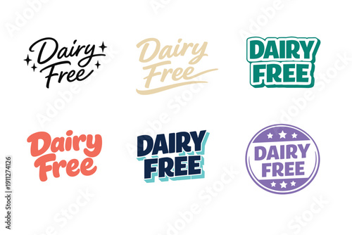 Dairy free logo designs collection in various colors and styles