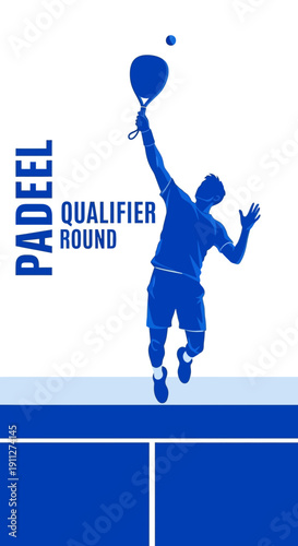 Dynamic Padel Player In Mid-Air Sports Action Graphic For Qualifier Rounds