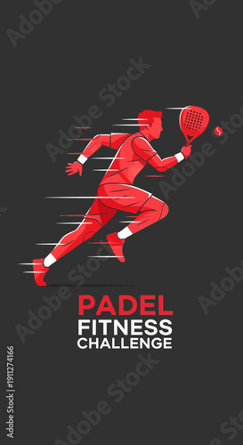 Dynamic Padel Player Motion Sport Fitness Competition Graphic Design