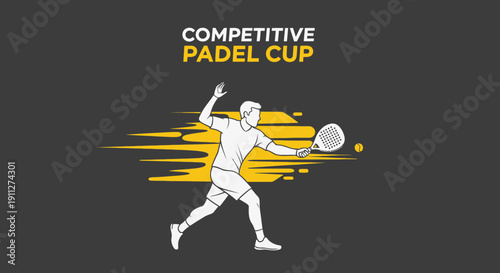 Dynamic Padel Sports Tournament Graphic With Athletic Player Action Shot