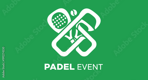 Dynamic Padel Tennis Event Logo With Racquet And Ball Graphics