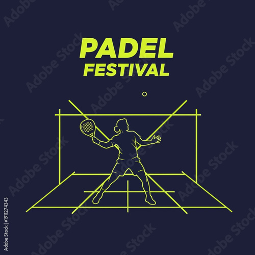 Dynamic Padel Tennis Athlete Silhouette In Action At Festival Event