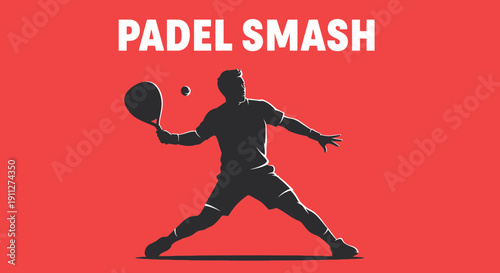 Dynamic Padel Player Silhouette in Action: Smashing the Ball with Force and Precision