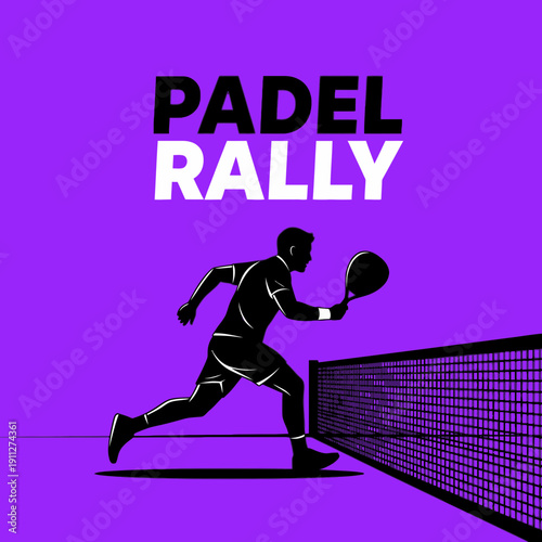 Dynamic Padel Player Silhouette In Action Sports Event Graphic Design