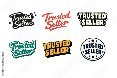 Trusted seller badges collection with various styles and designs