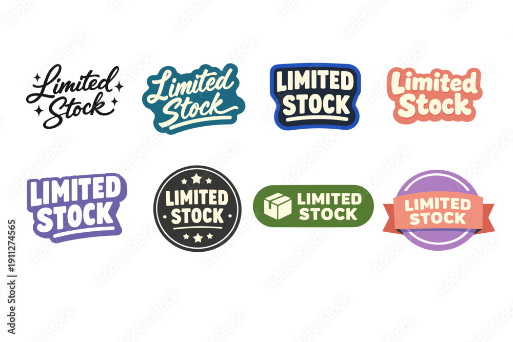 Obraz premium Variety of limited stock labels: assorted colors and styles