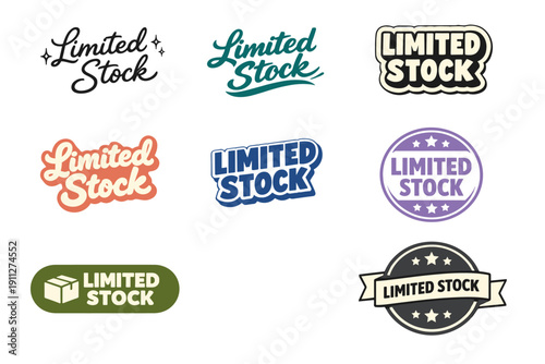 Variety of limited stock logo designs in multiple styles and colors