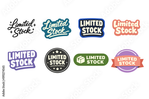 Variety of limited stock labels: assorted colors and styles