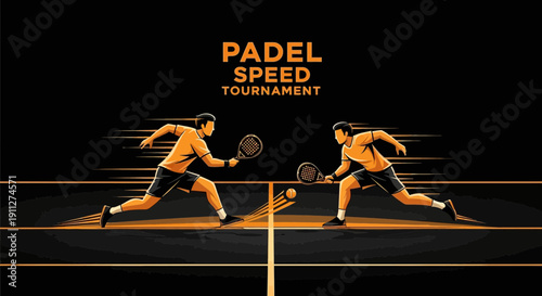Dynamic Padel Tennis Tournament Action Illustration