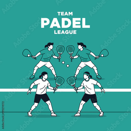 Dynamic Padel Tennis Team Competing In Athletic League Championship