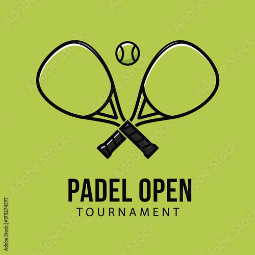 Dynamic Padel Tennis Tournament Graphic With Crossed Rackets And Ball