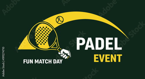 Dynamic Padel Tournament Graphic Fun Match Day Event Advertising