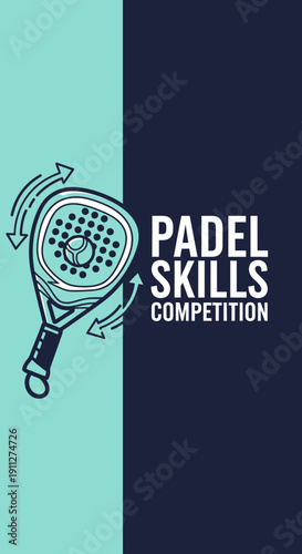 Dynamic Padel Tennis Skills Championship Graphic With Racket Icon