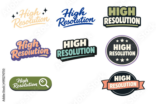 Variety of high resolution text logos in different styles and colors