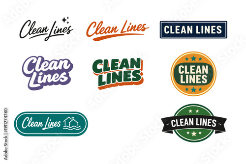 Variety of clean lines logos in different styles and colors