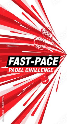 Dynamic Radial Burst Sport Event Announcement Graphic With Padel Rackets