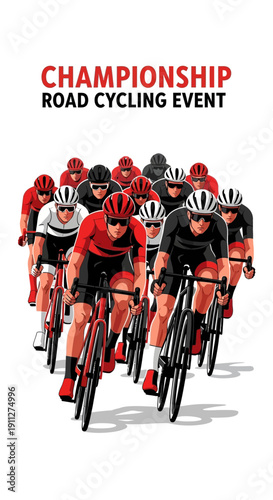 Dynamic Road Cycling Championship Competition Vector Illustration