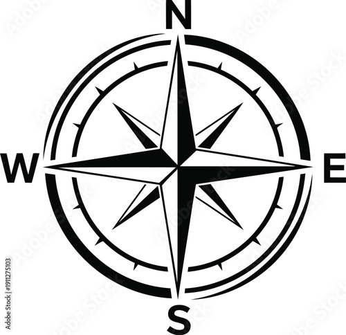 Classic compass rose design for navigation and directional guidance