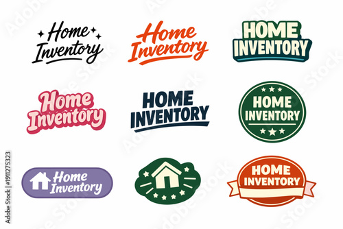 Variety of home inventory logos in different styles and colors