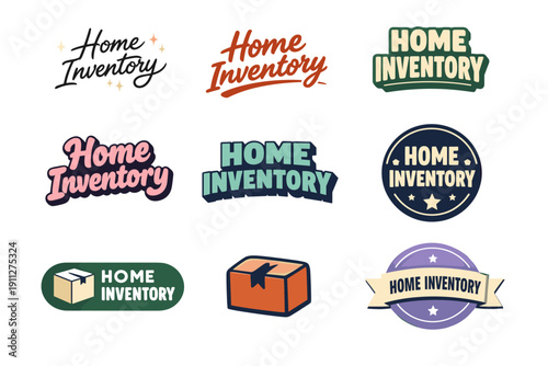 Home inventory logos collection in various styles and colors