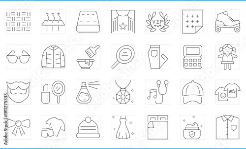 Fashion related icons set. Vector editable stroke.