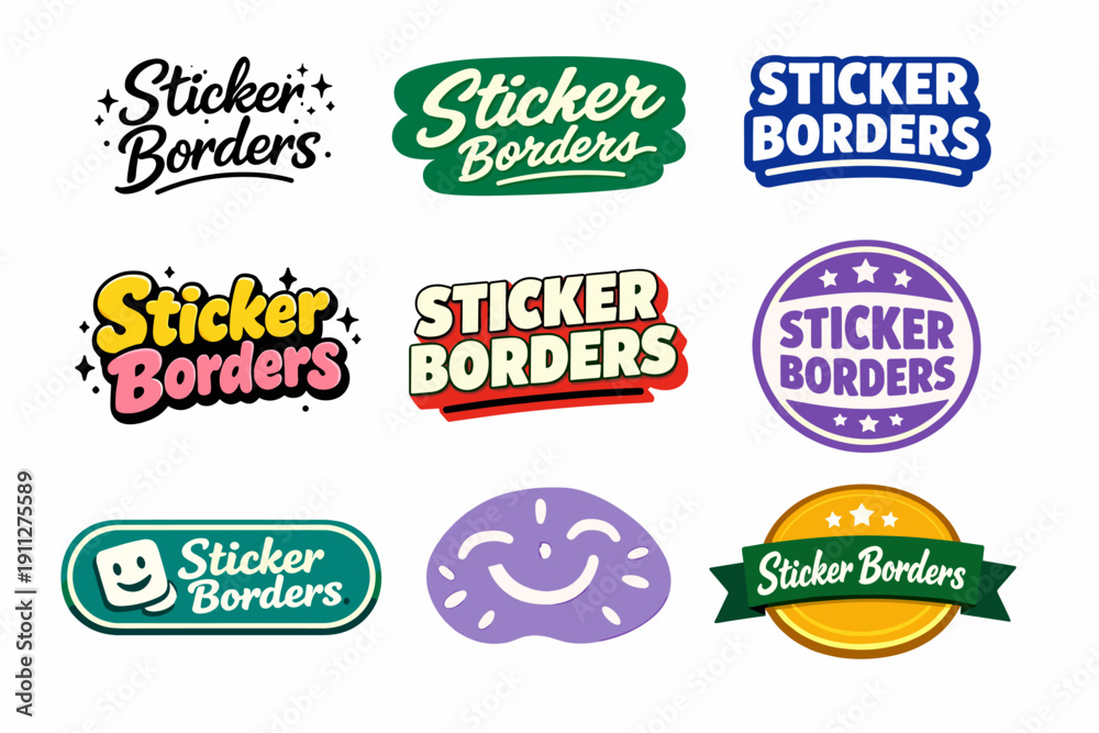 Obraz premium Colorful sticker borders collection with various designs and styles