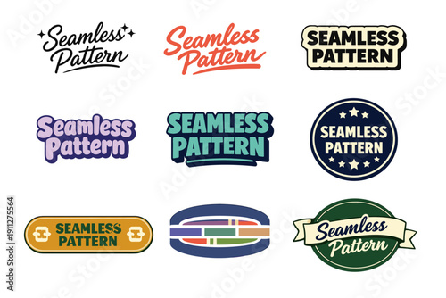 Stylish seamless pattern logo variations in diverse bold typography designs