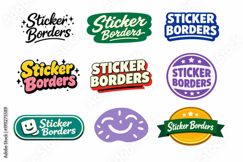 Colorful sticker borders collection with various designs and styles