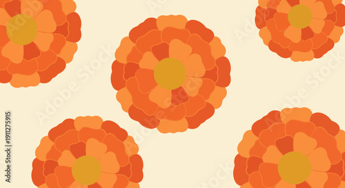 Vibrant flat floral pattern featuring stylized flower illustrations in a seamless repeating design viewed from directly above