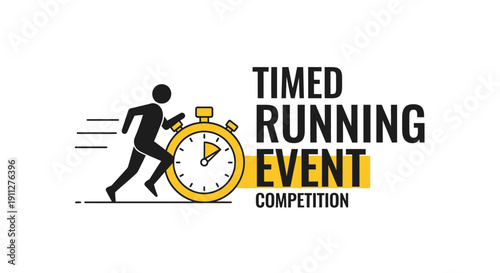 Dynamic Runner Icon With Stopwatch Illustrating Timed Competition Event