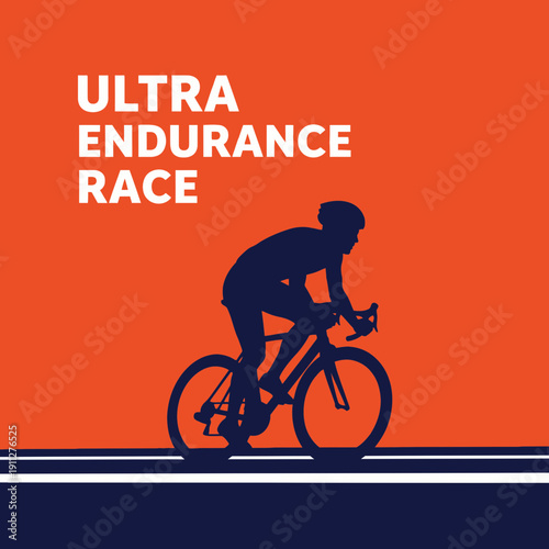 Dynamic Silhouette Cyclist In Ultra Endurance Race Event Graphic