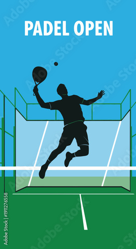 Dynamic Silhouette Of A Padel Player In Action On Court