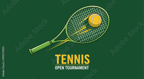 Dynamic Tennis Racquet And Ball Icon For Sports Promotion