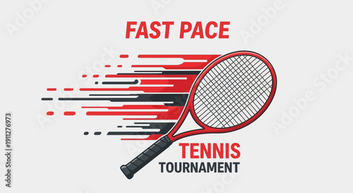 Dynamic Tennis Tournament Illustration With Racket and Abstract Motion Lines Depiction