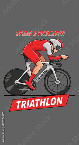Dynamic Triathlon Athlete Cycling In Speed And Precision