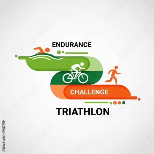 Dynamic Triathlon Illustration Showing Endurance Challenge Through Swimming Biking And Running