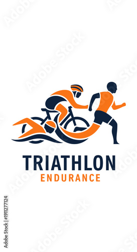 Dynamic Triathlon Icon Depicting Courage, Stamina, And Athleticism for Fitness Enthusiasts