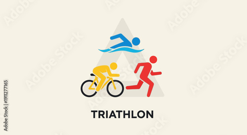 Dynamic Triathlon Sport Icons Representing Swim Cycle Run Competition