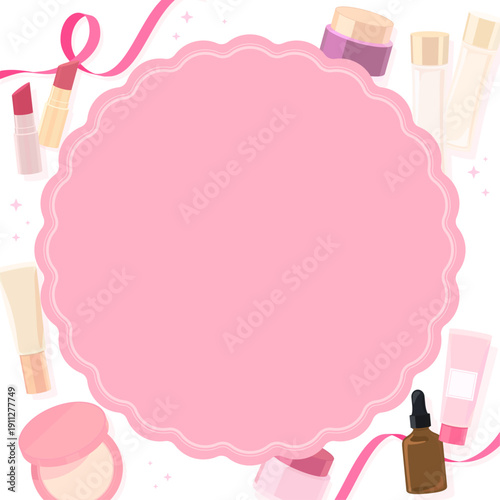 母の日のコスメフレーム_ピンク文字・背景なし_正方形