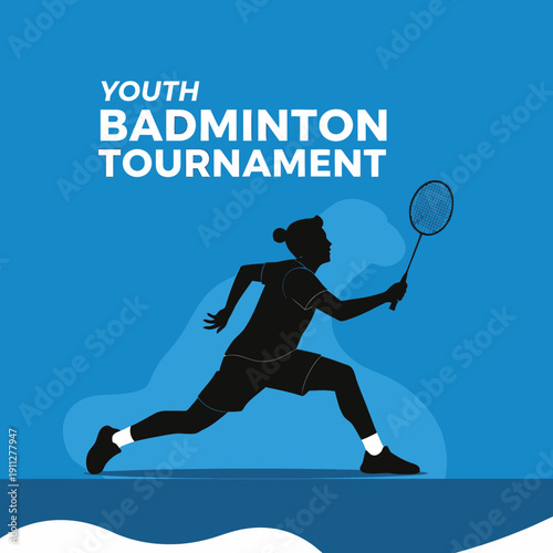 Dynamic Youth Badminton Tournament Action Silhouette Graphics