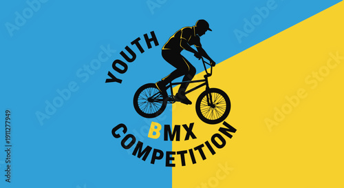 Dynamic Youth Bmx Competition Silhouette Action Graphic