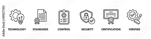 ISO 27001 banner web icon vector illustration concept for information security management system (ISMS) with an icon of technology, standards, control, security, certification, and verified