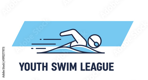 Dynamic Youth Swimming League Logo Design Featuring Abstract Swimmer