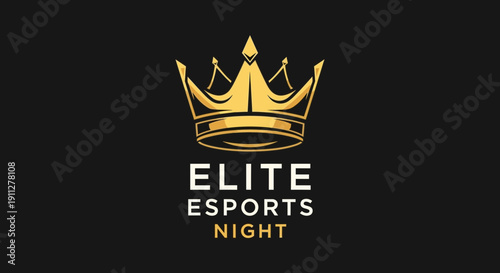 Elite Esports Night Logo Featuring A Golden Crown and Stylish Typography Design