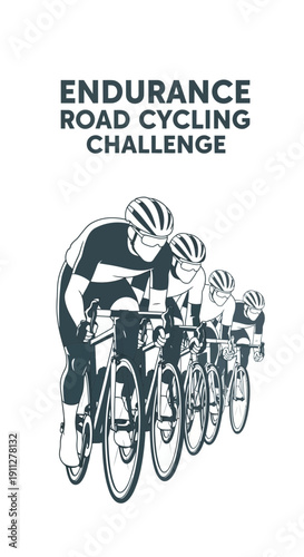 Endurance Road Cycling Challenge Graphic Illustration Of Cyclists