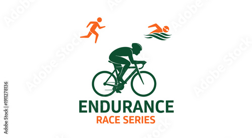 Endurance Race Series Iconography Cyclist Swimmer Runner Graphic Design