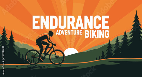 Endurance Adventure Biking Silhouette At Sunrise Scenic Vista